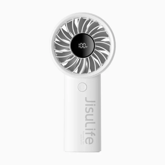 JisuLife Life4 Handheld Fan - Upgraded Portable USB Rechargeable Fan with Digital Display, 3600mAh Battery, and 5 Wind Speeds