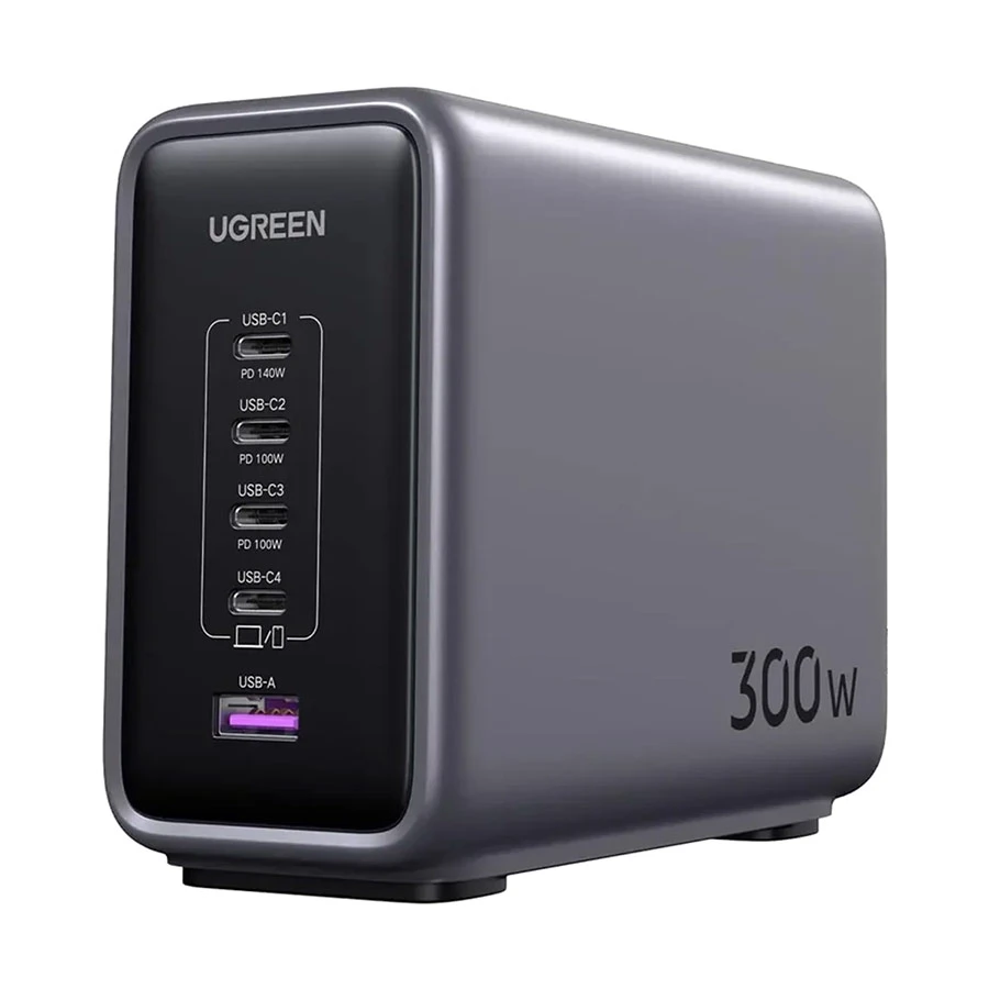 Ugreen Nexode CD333 (90903B) 5 Port USB & Quad USB-C 300W GaN Desktop Charging Station (2 Pin, EU)
