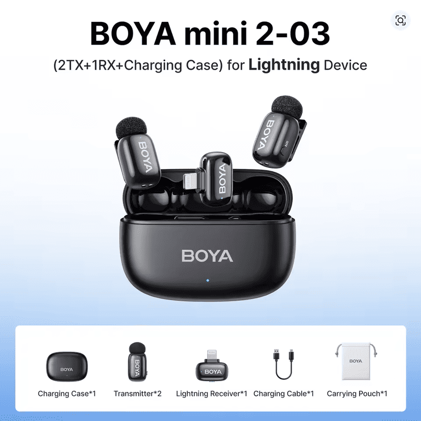 Boya Mini 2-03 AI Noise Cancellation Super Mini Wireless Microphone for iOS Device
