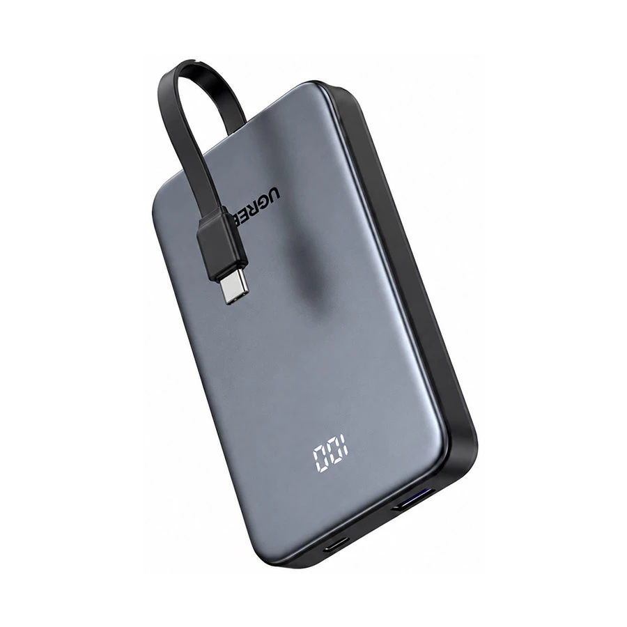Ugreen PB526 (75161B) 10000mAh Gray 20W Power Bank with Built-in Cable