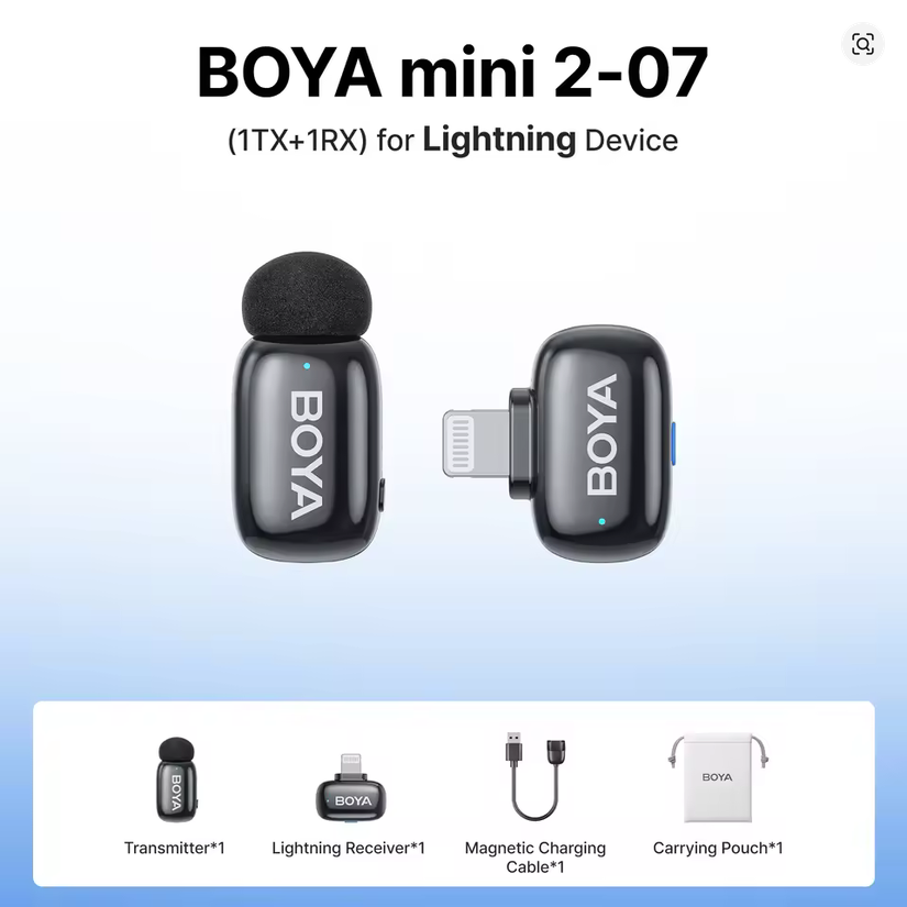 Boya Mini 2-07 AI Noise Cancellation Super Mini Wireless Microphone for Lightning
