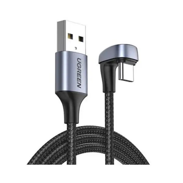UGREEN 70315 Angled USB-C Male To USB2.0 A Male 3A Data Cable (180°Angle) - 2M