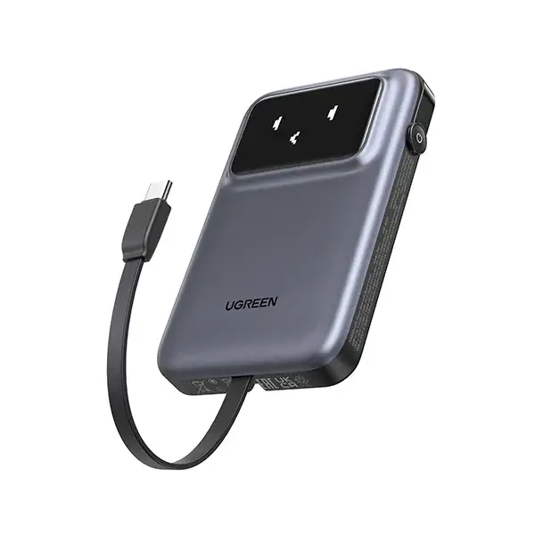 UGREEN PB511 (35603B) 30W 10000mAh Power Bank with Built-in Cable - Black